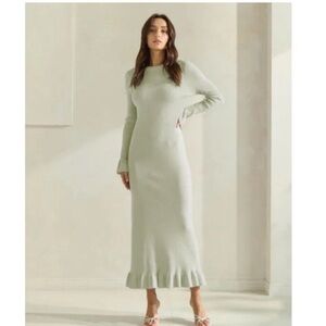 NWT Able USA 2025 Spring Collection Open Bow Back Maxi Dress Sage Green Large L